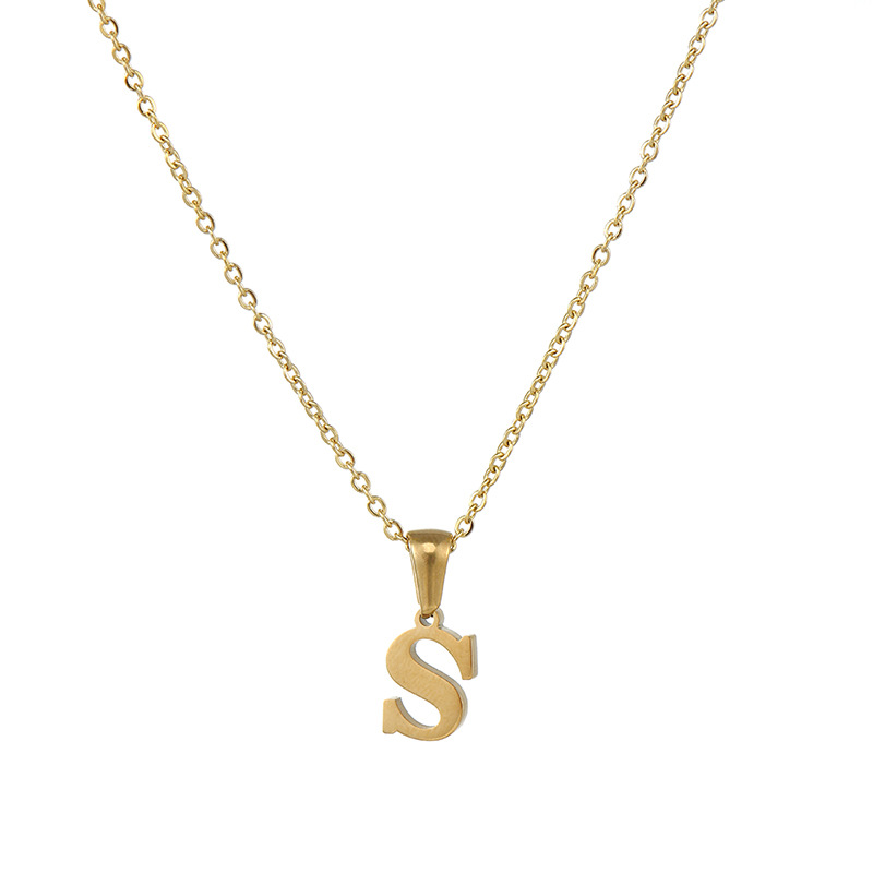 Gold color / 1 Piece Simple Series Simple Letter S Stainless Steel  Gold Color Women's Pendant Necklaces Picture19